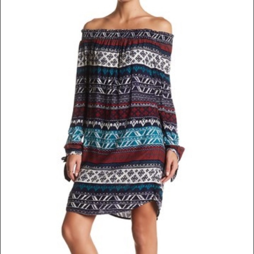 NWT BLL Mae Printed Off-the-Shoulder Dress